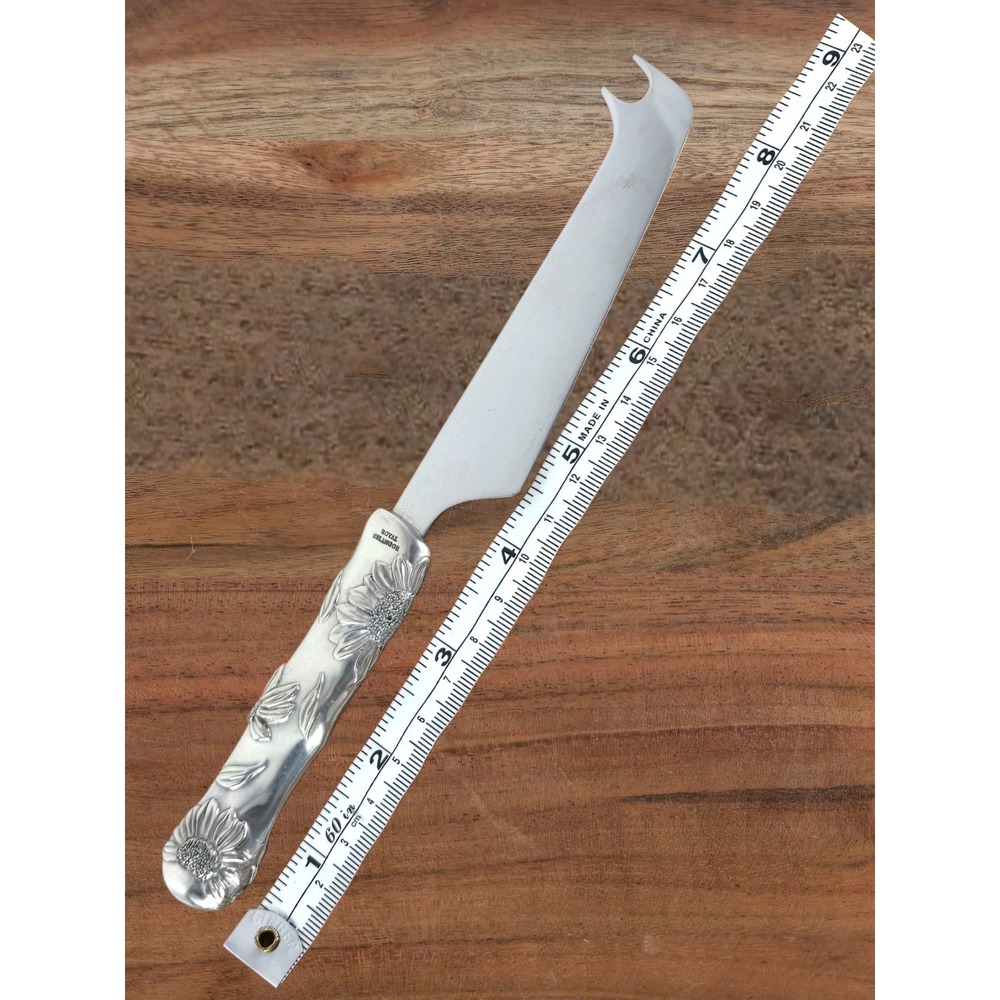 Royal Selangor Pewter Sunflower Design Cheese Knife Cutlery Vtg 8 1/4" Stainless - Picture 9 of 10